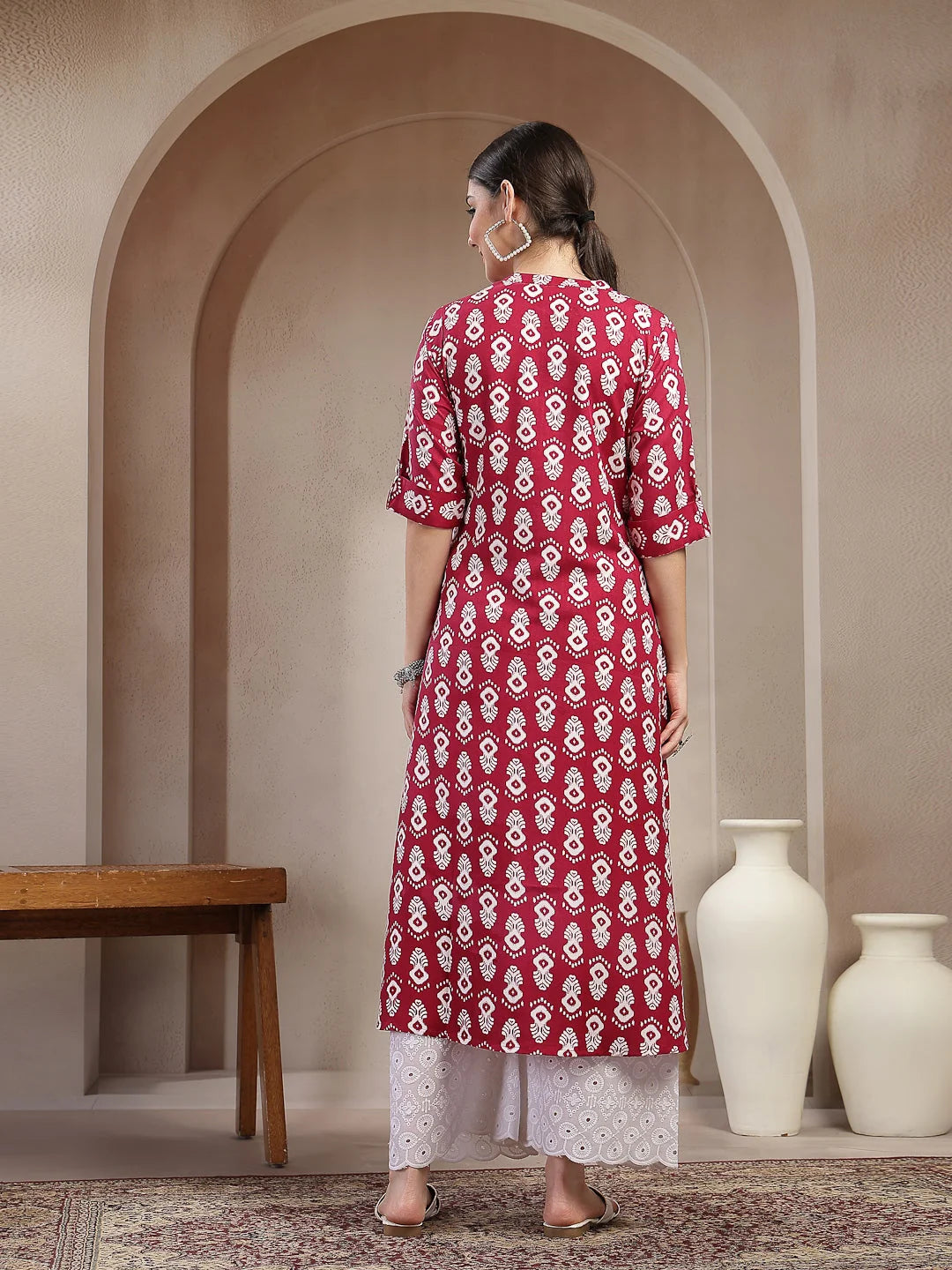 KURTA-Ikkat Printed Cotton A-line