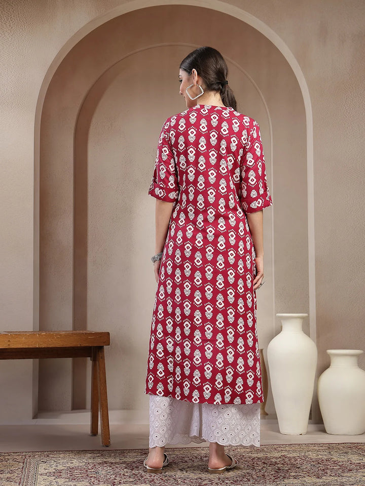 KURTA-Ikkat Printed Cotton A-line