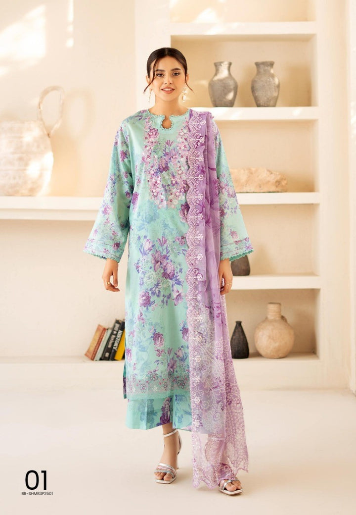 UNSTITCHED 3Pc Pak A-01 Shesham