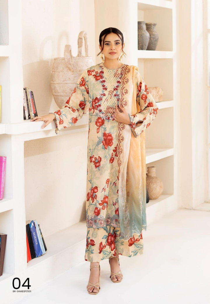 UNSTITCHED 3Pc Pak A-04 Shesham