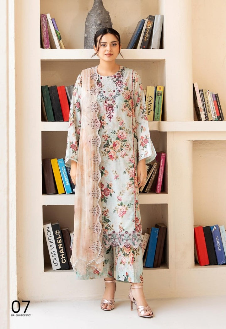 UNSTITCHED 3Pc Pak A-07 Shesham