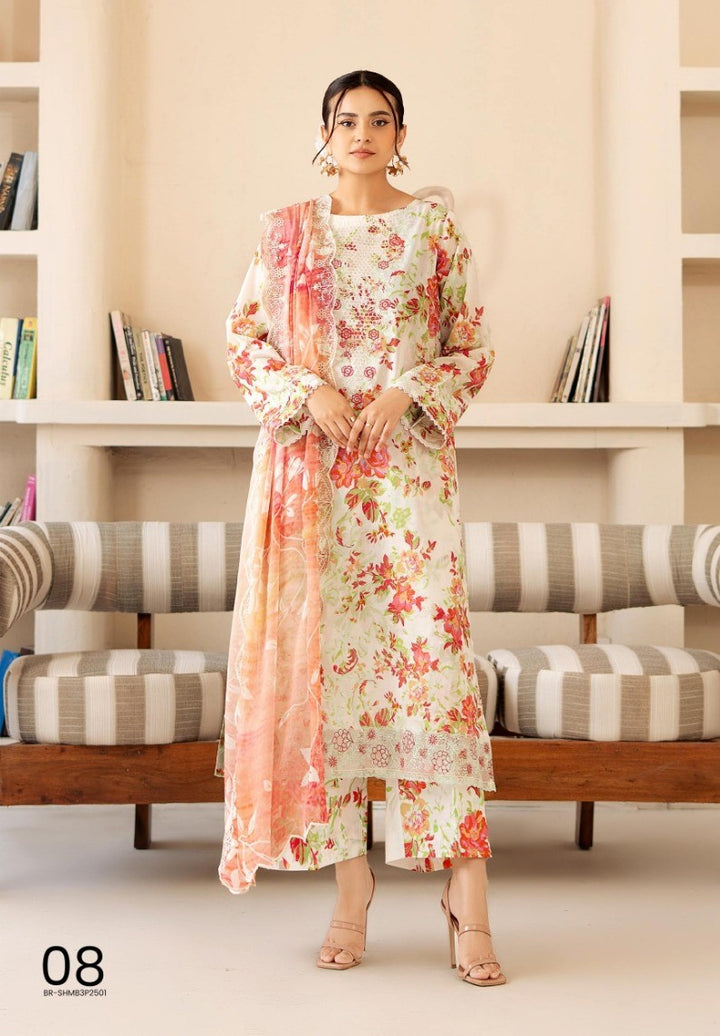 UNSTITCHED 3Pc Pak A-08 Shesham