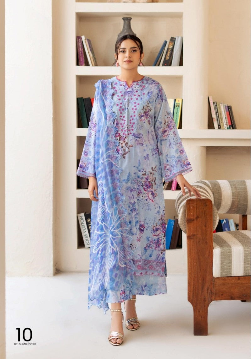 UNSTITCHED 3Pc Pak A-10 Shesham