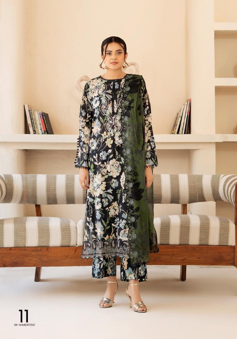 UNSTITCHED 3Pc Pak A-11 Shesham