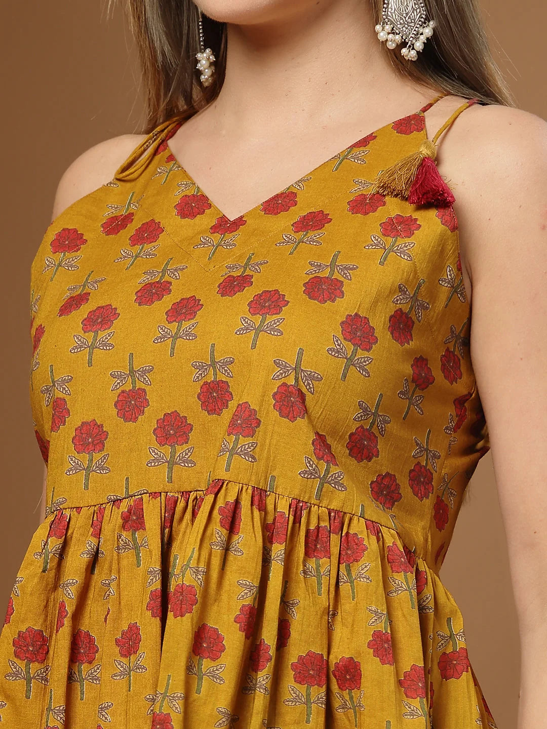 TOP-Floral Printed Cotton Empire