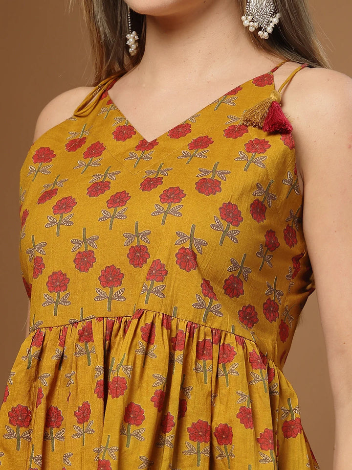 TOP-Floral Printed Cotton Empire