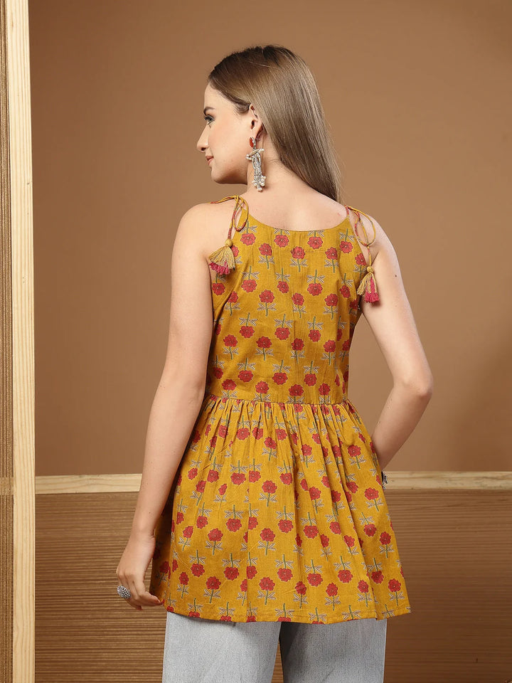 TOP-Floral Printed Cotton Empire