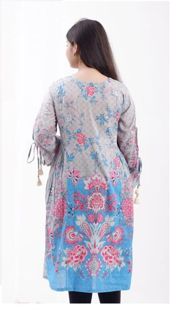 KURTA-Grey, embroidered lawn