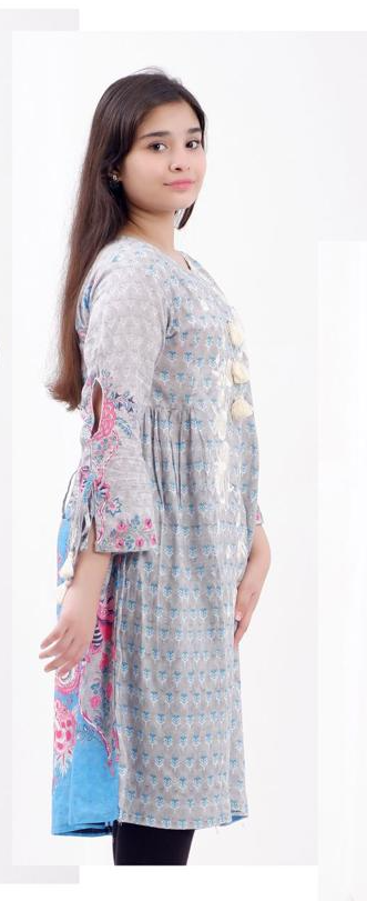 KURTA-Grey, embroidered lawn