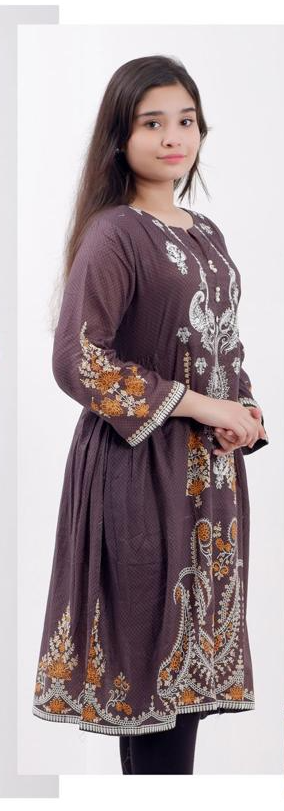 KURTA - Brown, embroidered lawn