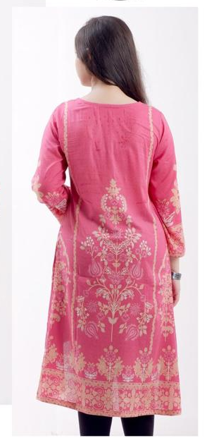 KURTA - Dark Peach/ Coral, Embroidered Lawn