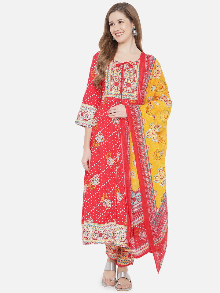 DUPATTA SET - RAYON, PRINTED LONG ANARKALI KURTA