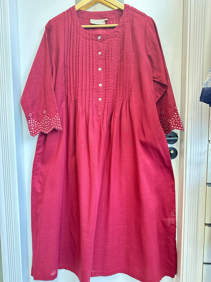 KURTA - MAROON, FLEX COTTON