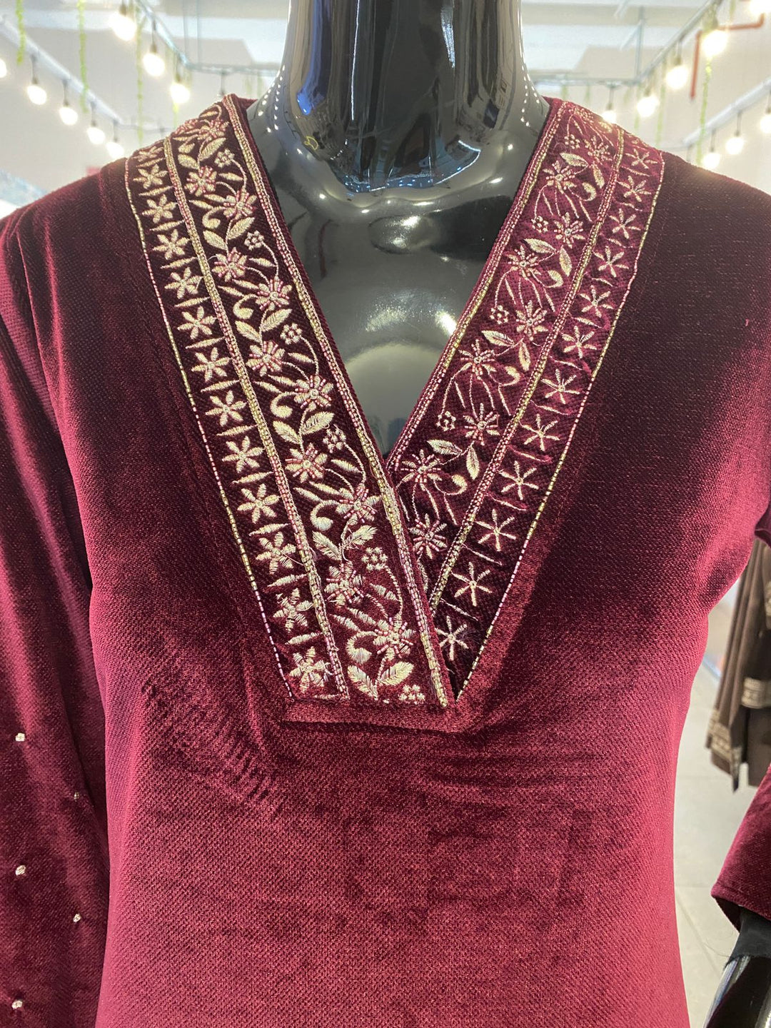 DRESS - Lux Velvet long with heavy Zari Work - 102401