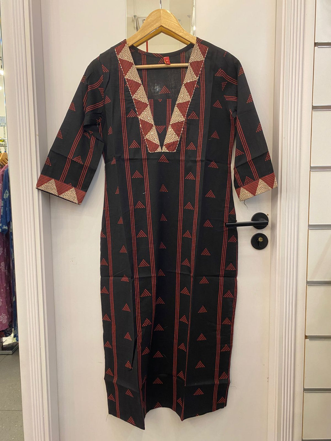KURTA-Black Maroon Cotton