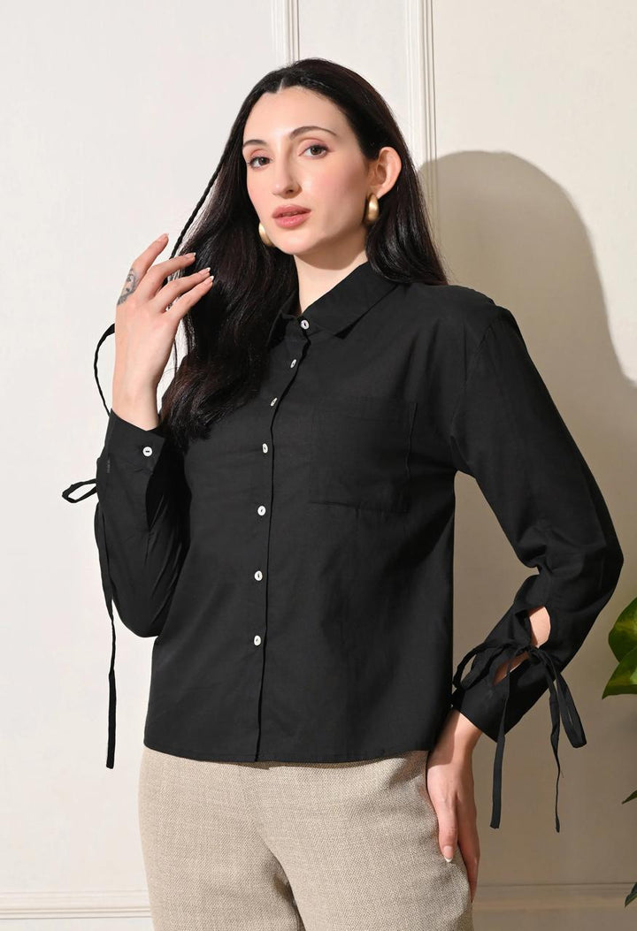 TOP-Black Cotton Short Top