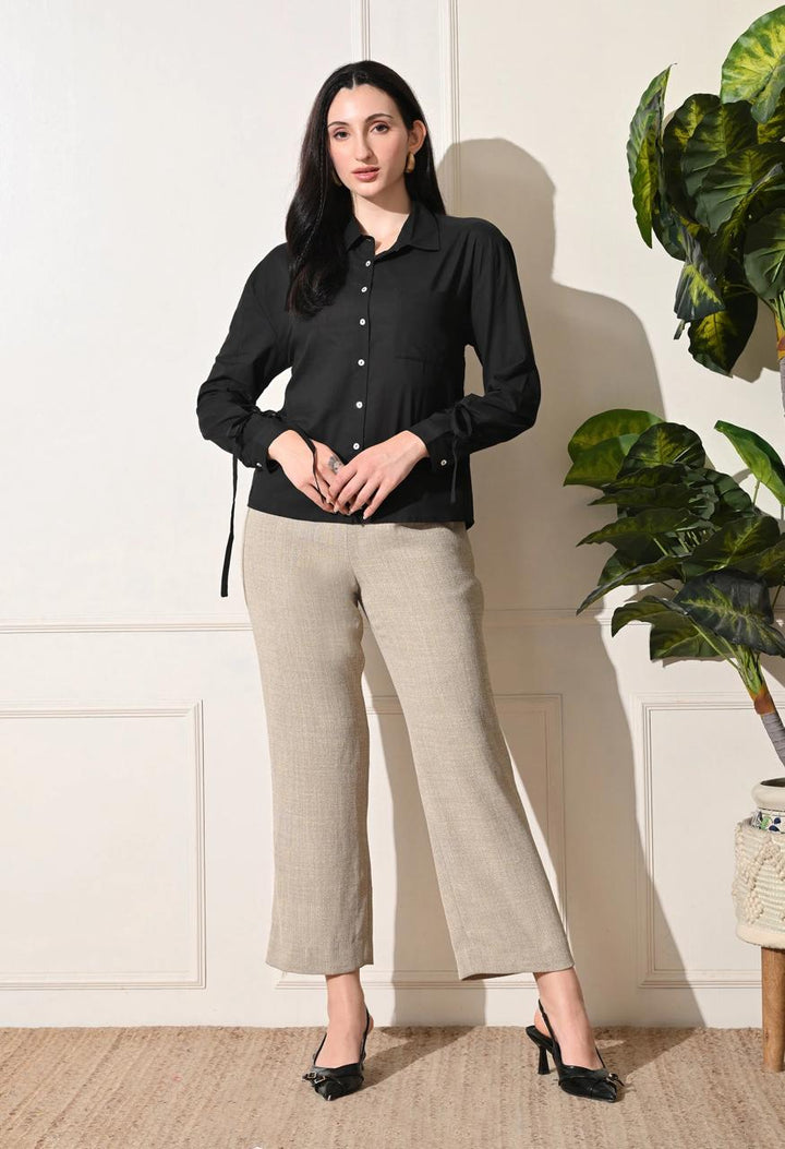 TOP-Black Cotton Short Top