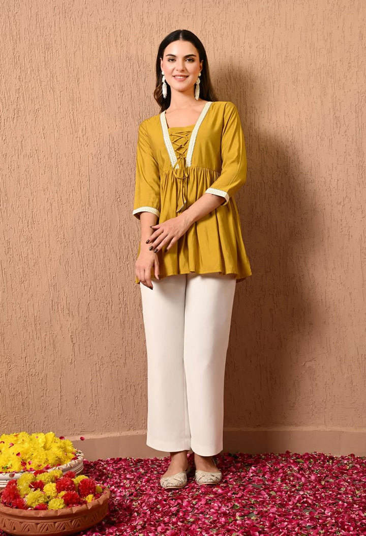 TOP-Turmeric Cotton Short Top
