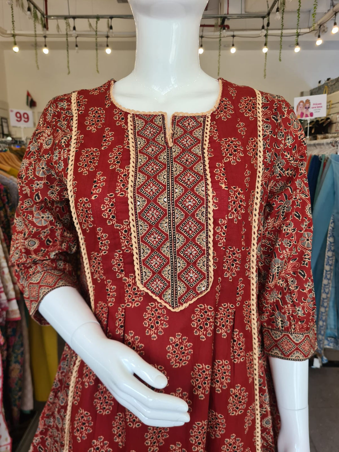 DUPATTA SET-Red Straight Cotton