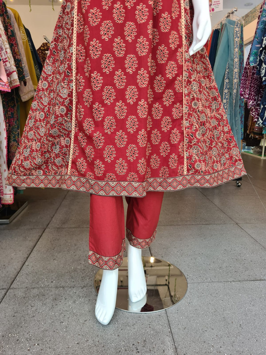 DUPATTA SET-Red Straight Cotton