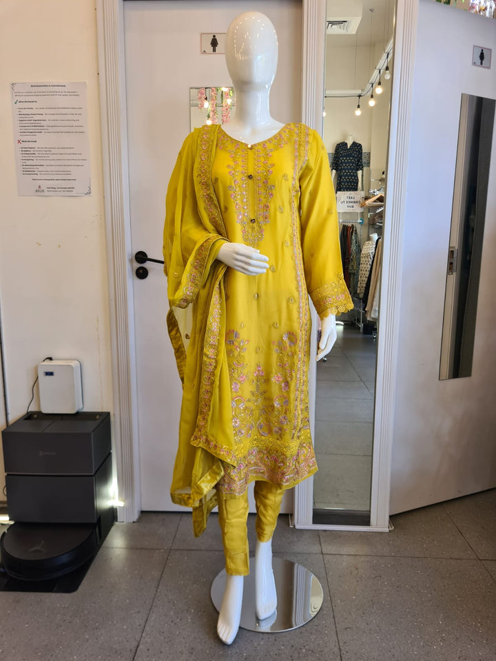 DUPATTA SET-Chiffon Yellow