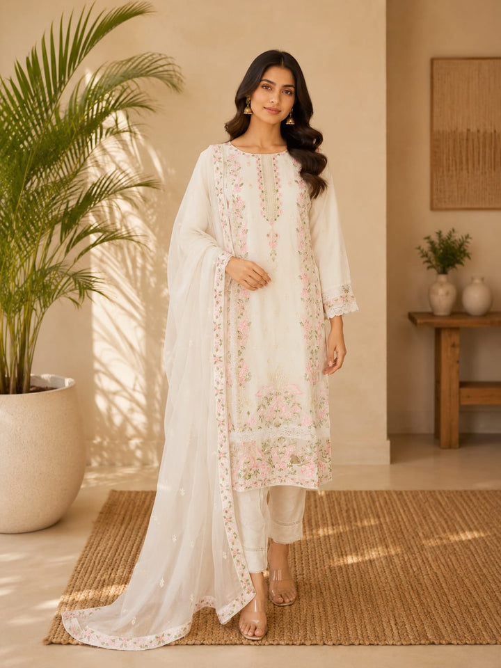 DUPATTA SET-Chiffon White