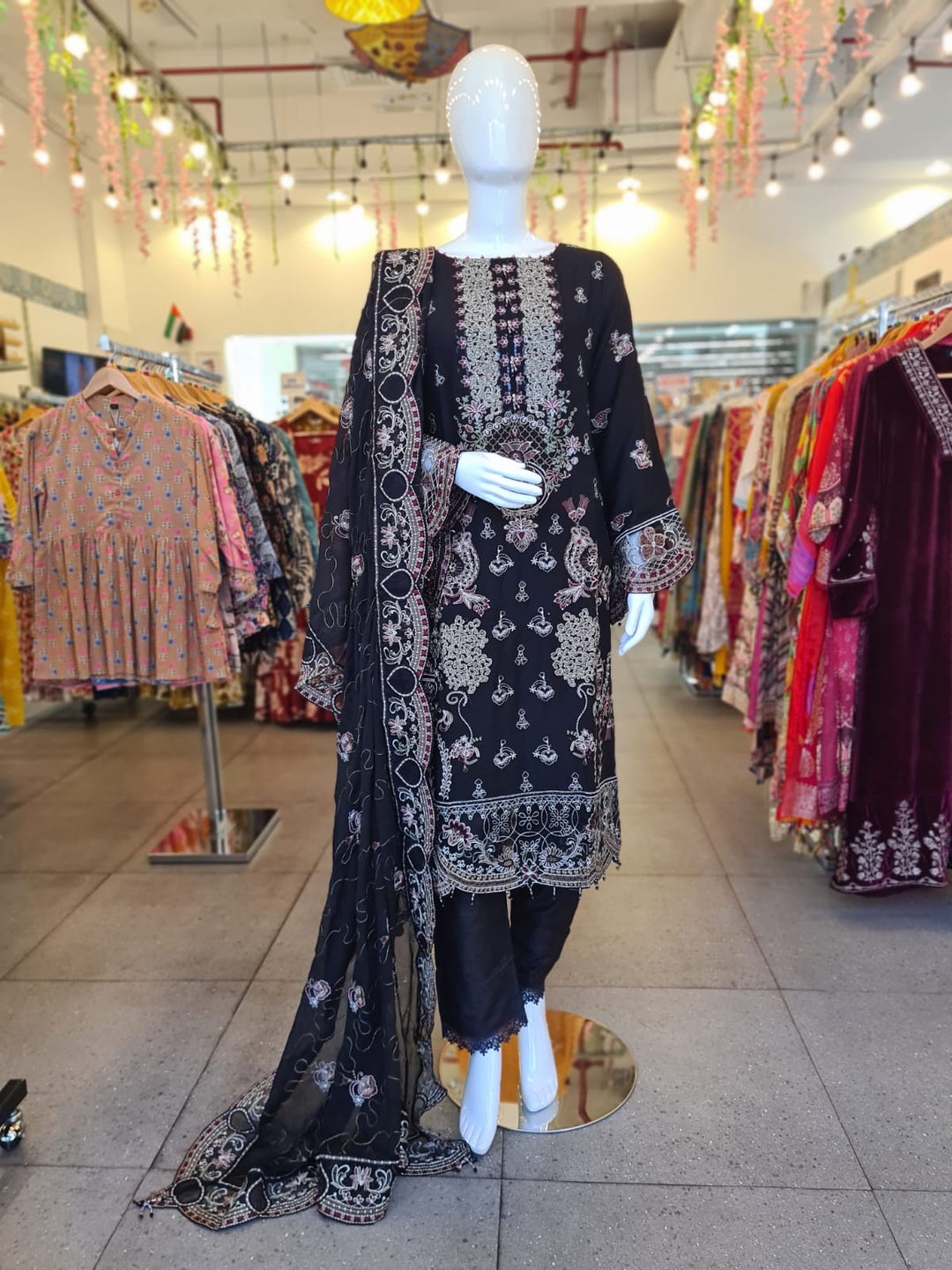 DUPATTA SET-Chiffon Black