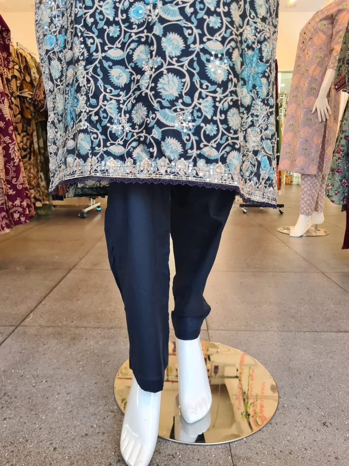 DUPATTA SETS-Straight Emb Blue