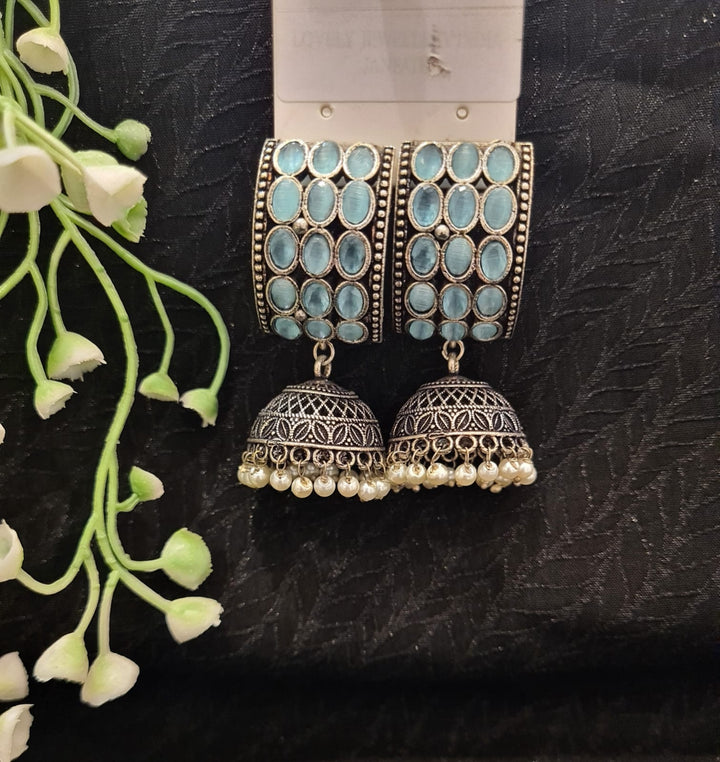 EARRINGS-Oxidized Stones
