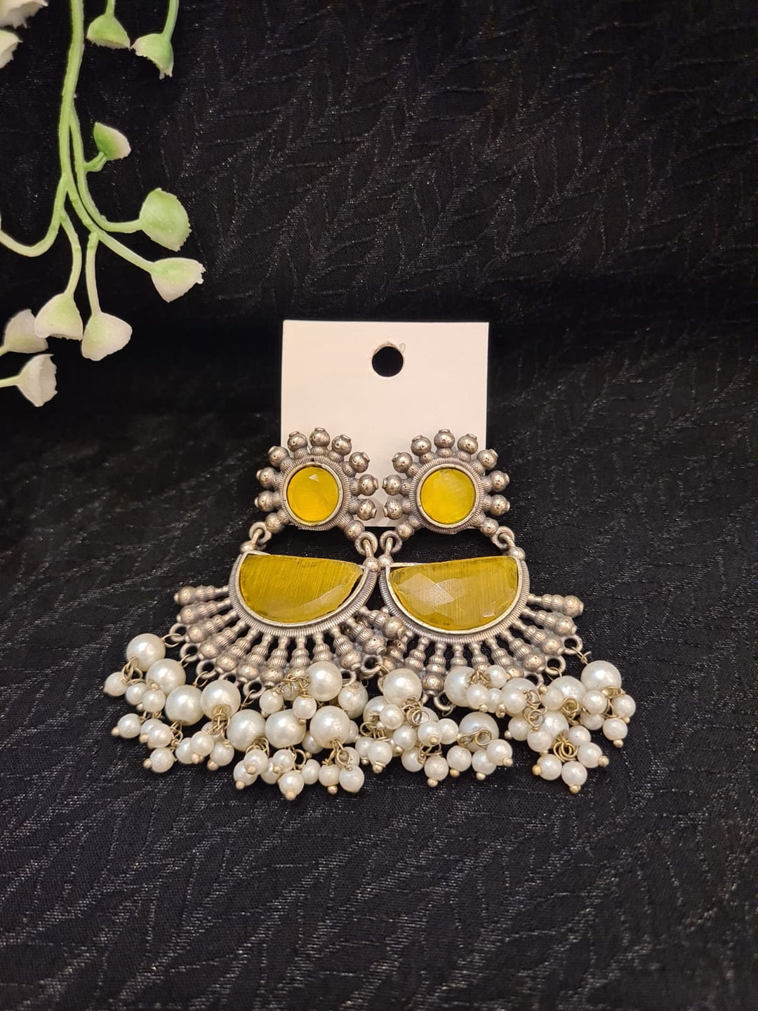 EARRINGS-Oxidized Stones