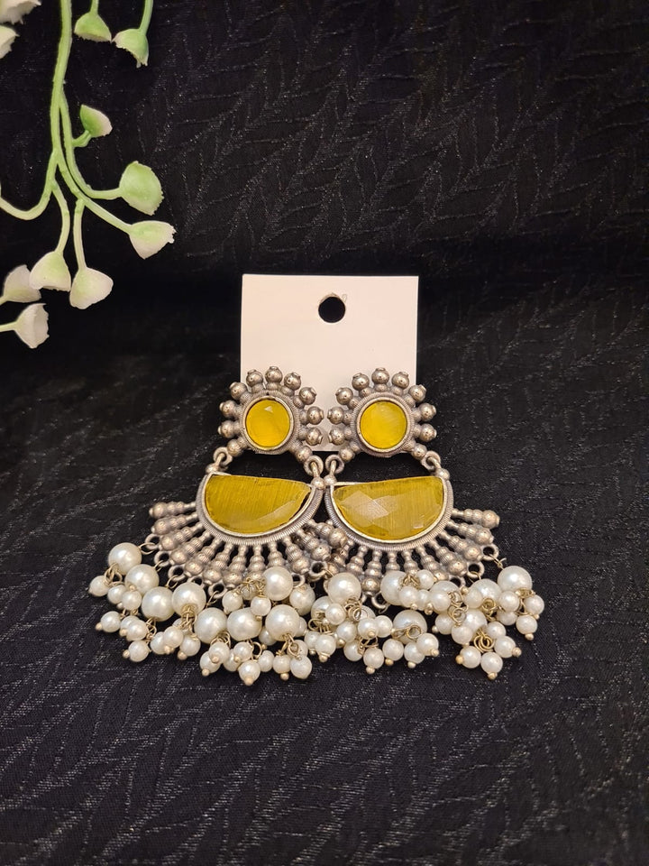 EARRINGS-Oxidized Stones