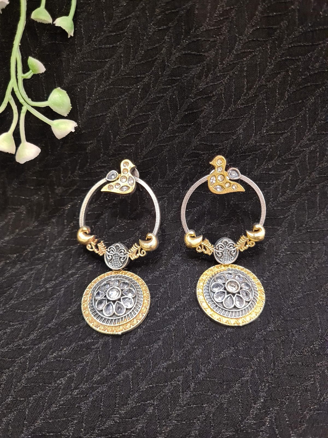 EARRINGS-Oxidized Stones