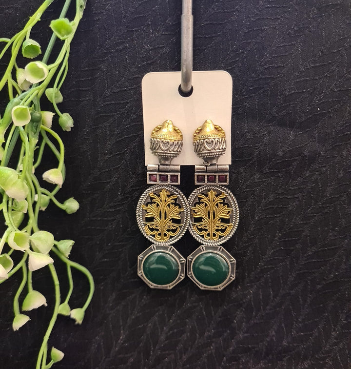 EARRINGS-Oxidized Stones