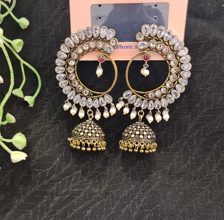 EARRINGS-Oxidized Stones