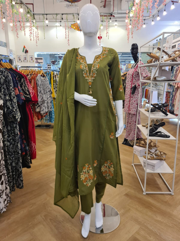 DUPATTA SET Green Cotton