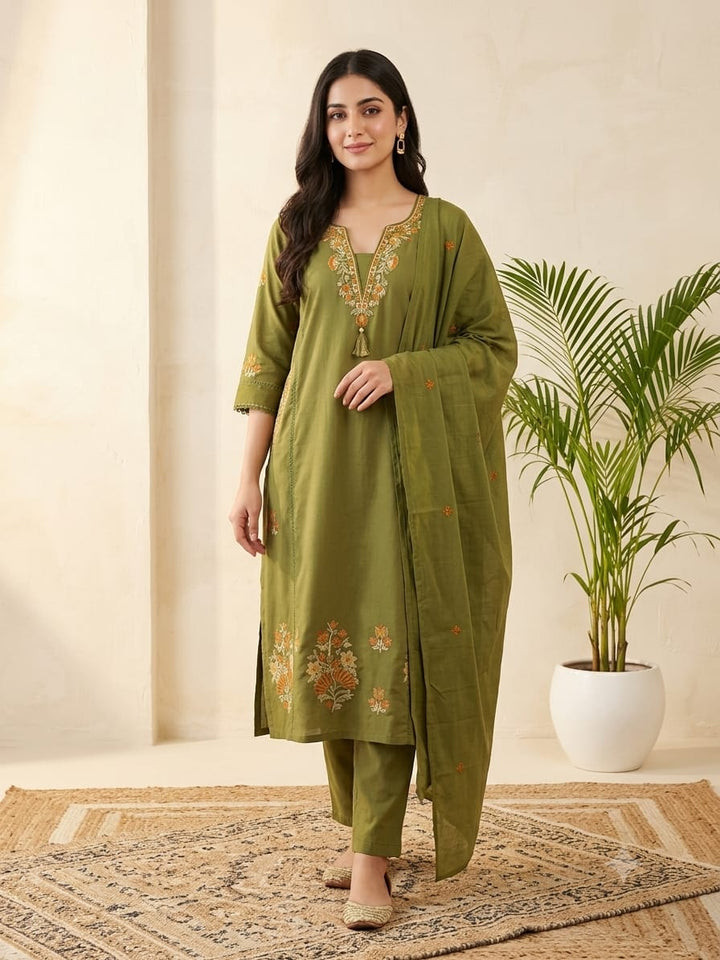 DUPATTA SET Green Cotton