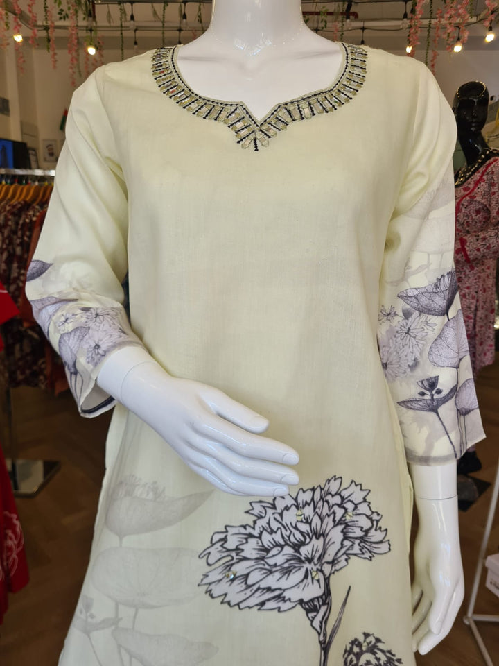 DUPATTA SET Cream Cotton