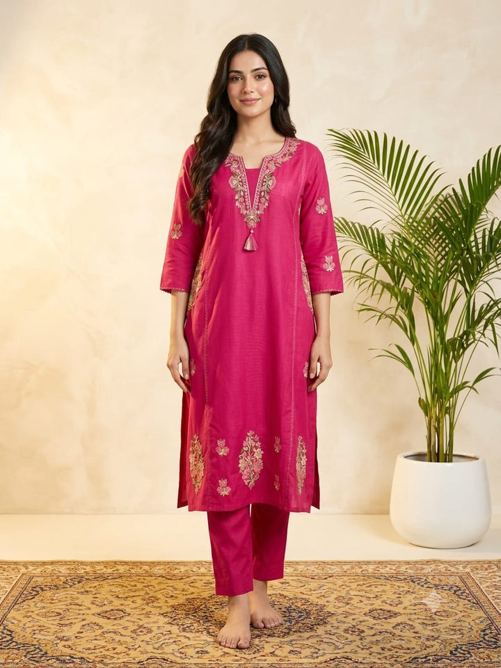 DUPATTA SET Pink Cotton Emb.