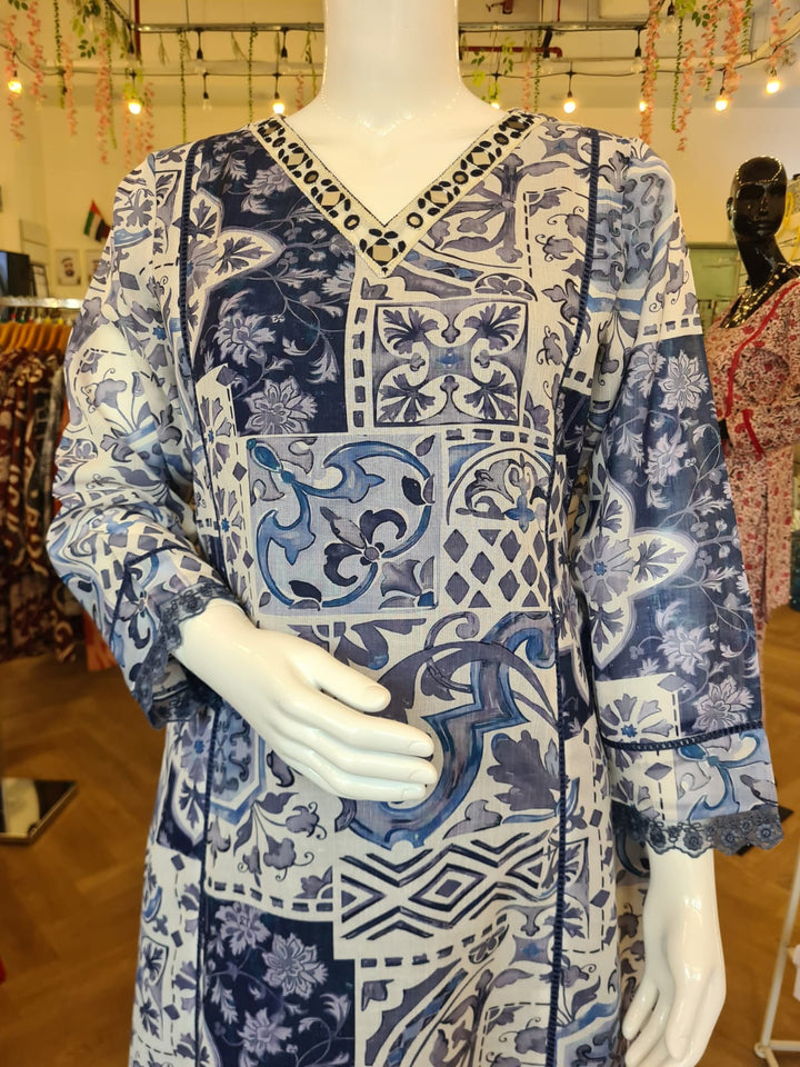 DUPATTA SET Blue Mirror Work