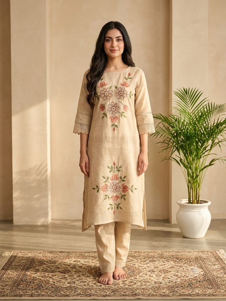 DUPATTA SET-Paint Lotus Flowers