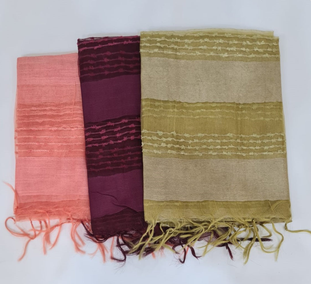 DUPATTA-Self Design Net Cotton