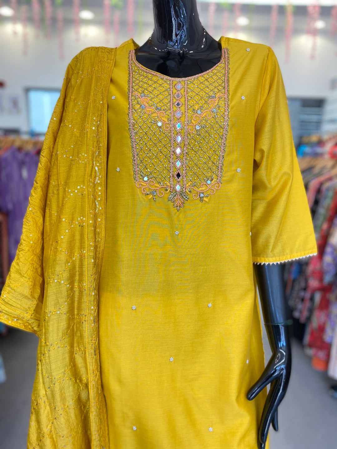 DUPATTA SET YELLOW SILK