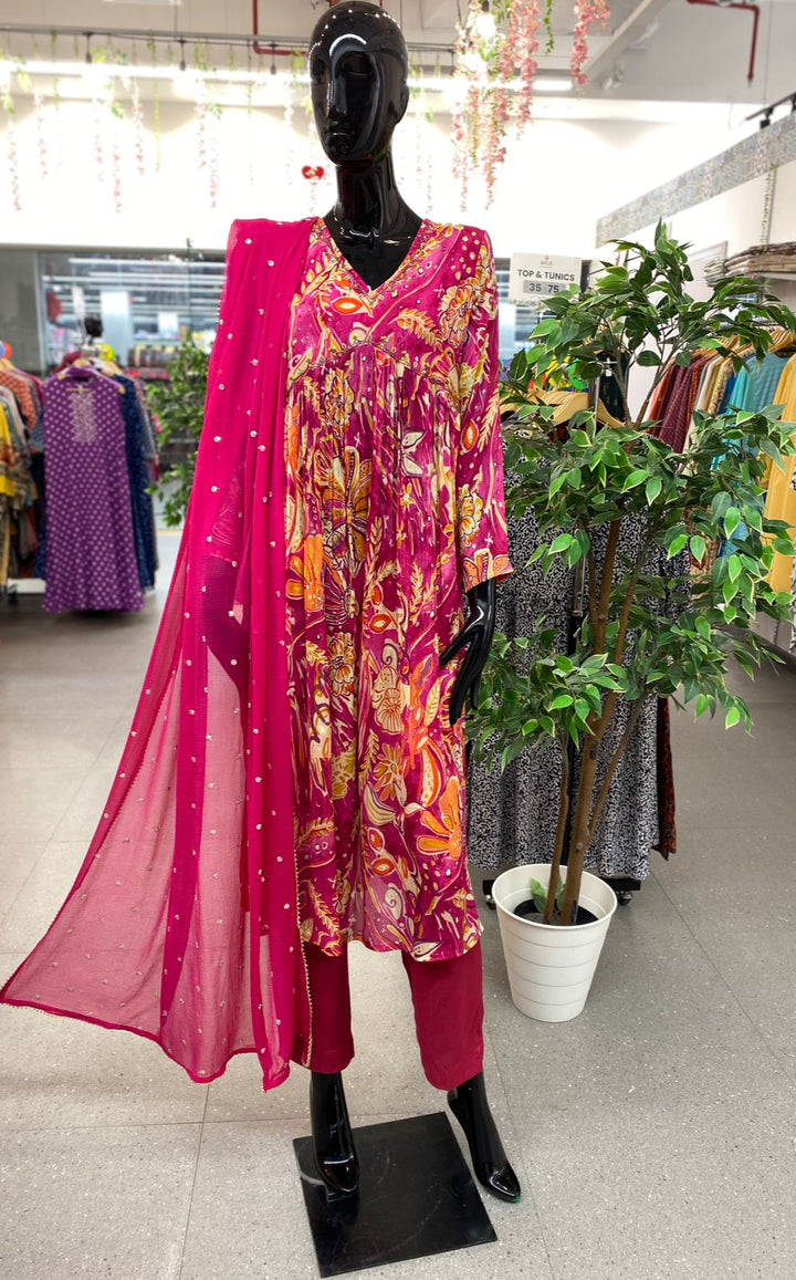 DUPATTA SET-MAGENTA, CHINON