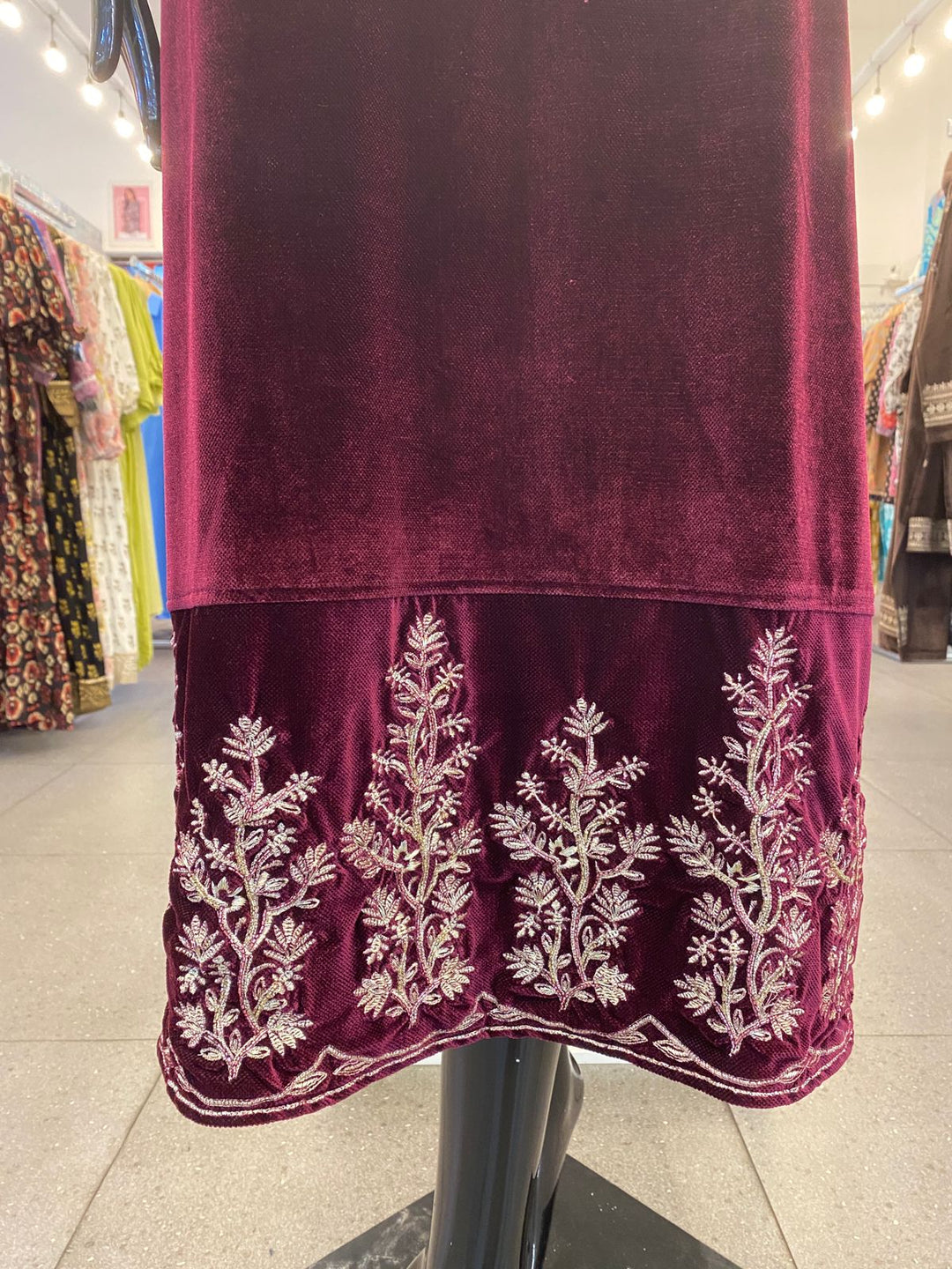 DRESS - Lux Velvet long with heavy Zari Work - 102401