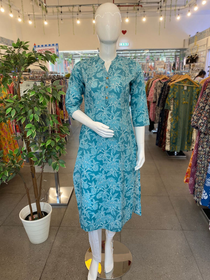 KURTA-Sky Blue Cotton
