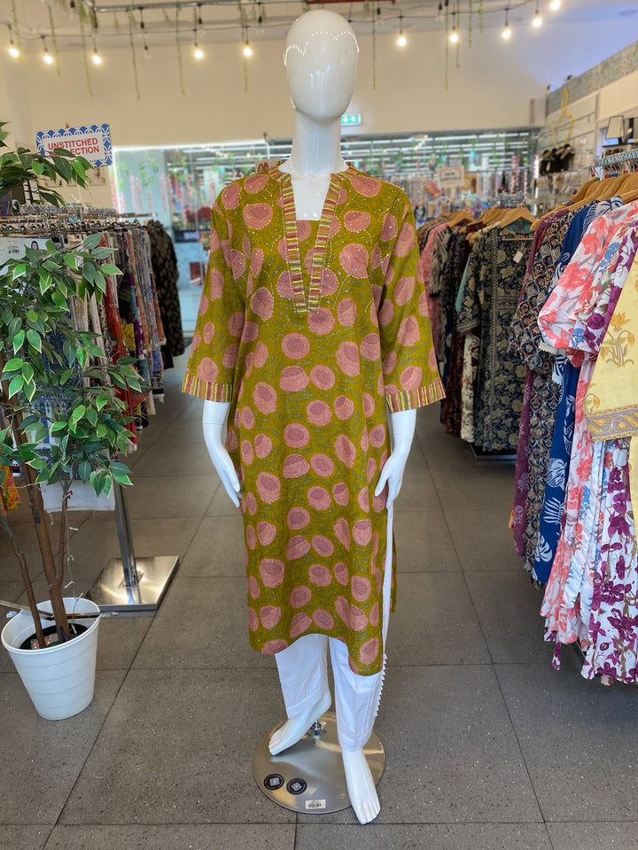 KURTA-Plus Green Cotton