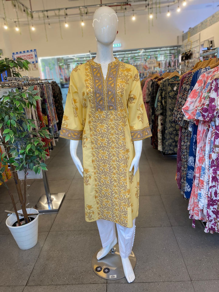 KURTA-Plus Yellow Cotton