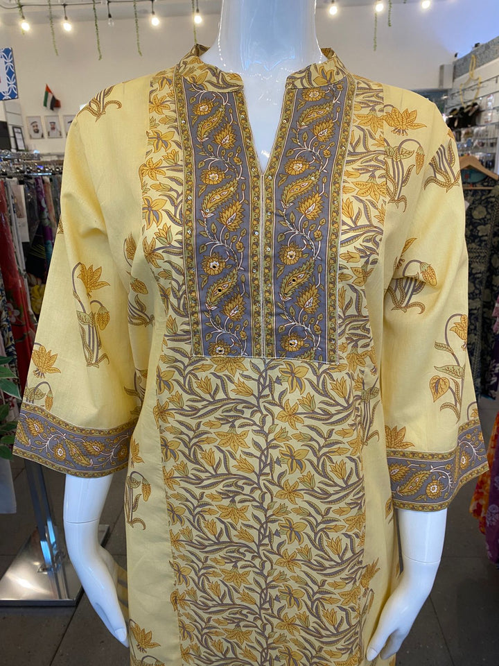 KURTA-Plus Yellow Cotton
