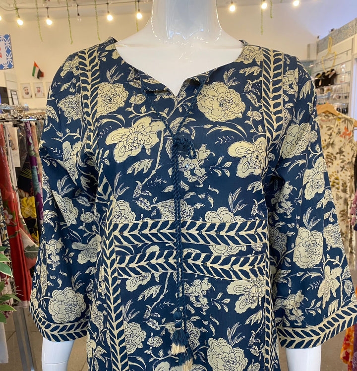 KURTA-Plus Blue & Cream Cotton
