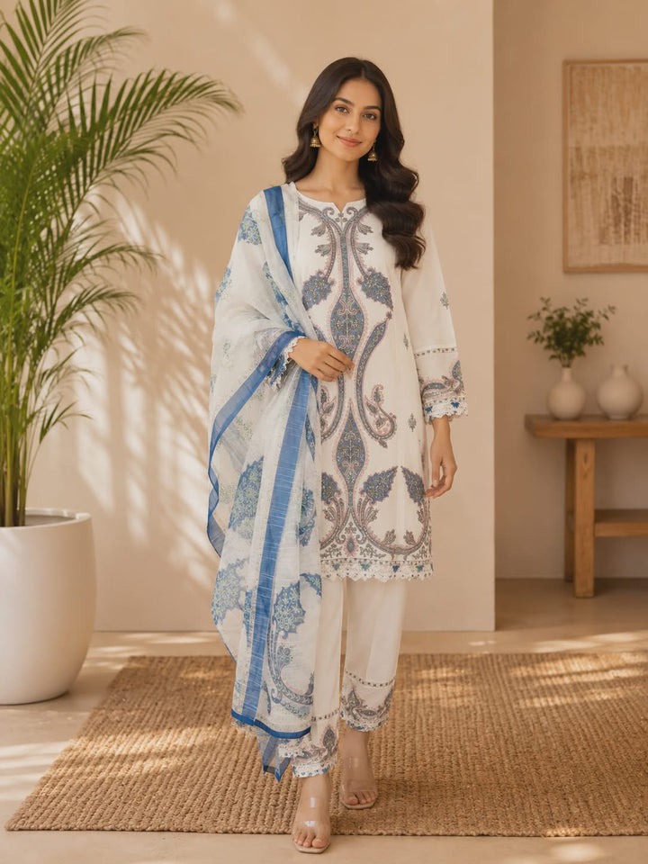 DUPATTA SET-White FBC